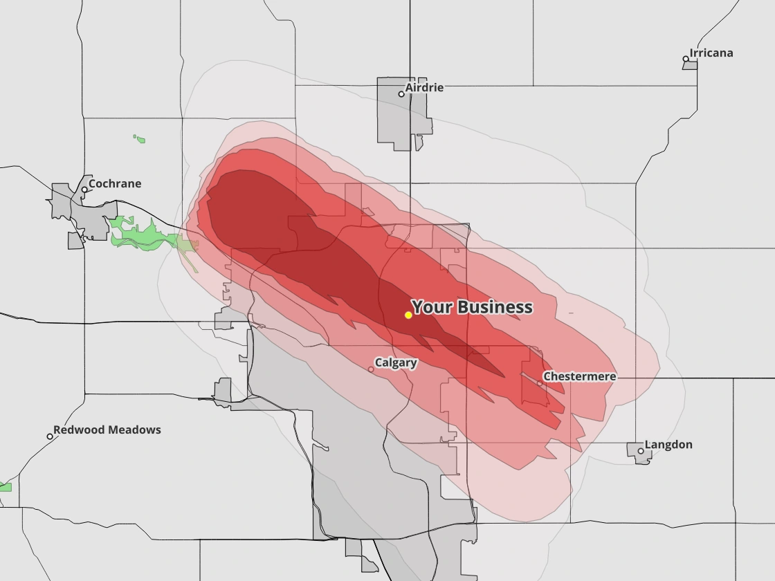 ConvectAlert dashboard view showing business-focused hailstorm alert information